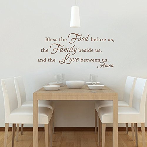 MairGwall Home Vinyl Bless The Food Before Us... Religous Quote Wall Decal for Living Room,Dining Room(Dark Brown, 27" h x58 w)