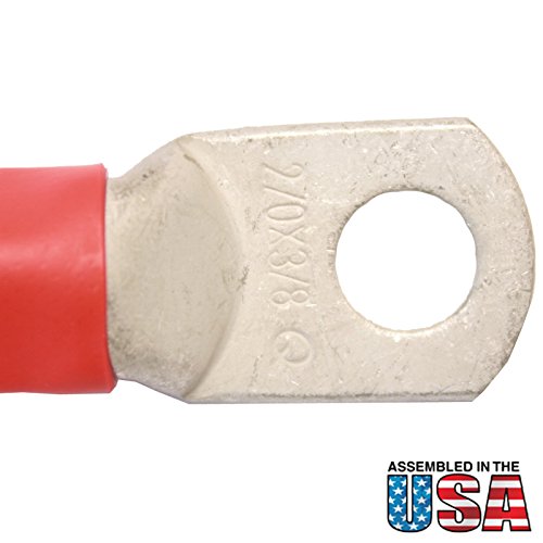 Exell Battery 2/0 Interconnecting Copper Cables, 5-Foot Length With 3/8-Inch Lugs (Black And Red) #TOP1