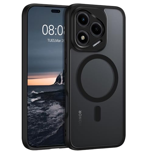 YINLAI für Honor 400 Lite Hülle Kompatibel mit Magsafe Handyhülle Magnetische Cover Case Translucent Matt Anti-Fingerabdruck Stoßfest Schutzhülle für Honor 400 Lite 5G 6.7 Schwarz