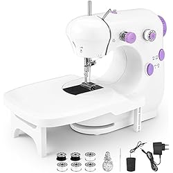 Maquina Coser Barata Buena Mini Máquina de Coser, Máquina de Coser de Escritorio Portátil de Mano con Luz LED, Máquina de Coser Eléctrica para Ropa, Cortinas, Manualidades, para Principiantes Amantes de la Costura(White)