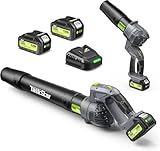 Taskstar Leaf Blower Cordless, Swivel Head Design, 550 CFM Electric Blower w/Total 8.0 Ah Battery and Charger, Lightweight 3.7 Lbs, 5-Speed Handheld Mini-Leaf for Lawn Care Car Patio Yard