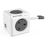 Allocacoc PowerCube Extended USB Power Socket UK - 1.5 Metre - Grey/White