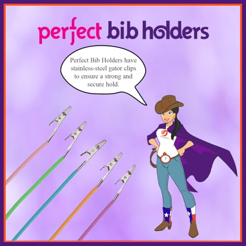 Perfect Bib Holders - Pack of 5 - Stainless-Steel Gator Clips - 5 Vibrant Colors