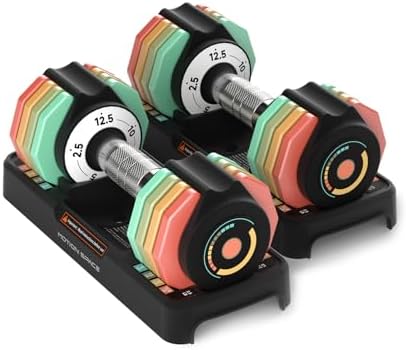 Adjustable Dumbbells Set 12.5LB/22.5LB Pair, 1-Sec Fast Adjustabl...