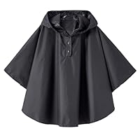 QIKADO Rain Poncho Children's Waterproof Baby Girls Boys Foldable Ultralight Bicycle Outdoor for 1-12 Years, black, 8-12 Years