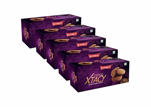 Image of BakeMate Choco Xtacy Choco-Filled Cookies - 300g | Pack of 5 (60g Each) | Original Cookies with Rich Chocolate Cream