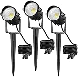 Outdoor Landscape Lighting LED Spotlights, Spot Lights Outdoor for Yard Tree Pathway Lawn Flags House, 120 Voltage Waterproof Garden Landscape Lights with Plug in Cord 2700K Warm White, 3 Pack