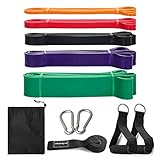 [La mejor elección]: bandas de entrenamiento de fuerza con un anclaje para puerta, 2 asas y 2 ganchos de acero para ampliar la variedad de ejercicios con las bandas de resistencia. Las correas de nailon están firmemente tejidas para evitar que se rompan y se desgarren fácilmente.