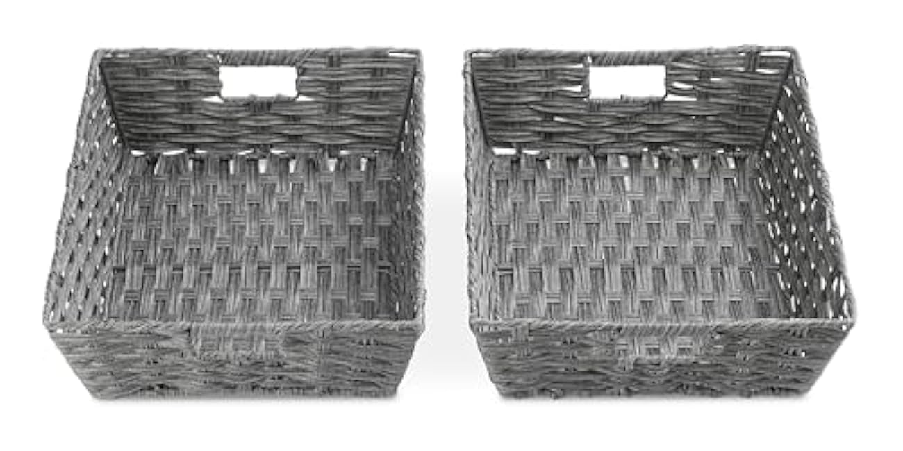 Whitmor Split Rattique Shelf Tote, Set of 2, Smokey