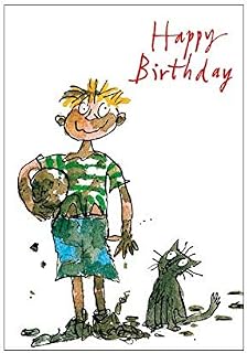 Greeting card - Boy's birthday - Muddy boy with football by Quentin Blake