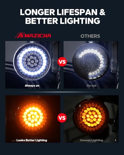 Image of Amazicha 2inch Front LED Turn Signal, Front Turn Signal Bullet Light with 2 Smoked Lens Covers Fit for Harley Touring Road Glide Street Glide Road King Electra Glide Softail Dyna Sportster 1986-2024