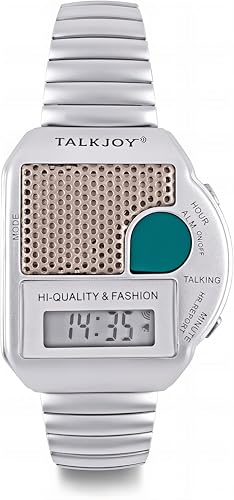 TalkJoy Profi Metallzugarmband Sprechende Armbanduhr Blindenuhr Wecker Sprachausgabe Zeitansage Sehbehinderte Knopfdruck