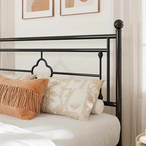 image for Allewie Queen Size Metal Platform Bed Frame with Victorian Vintage Hea