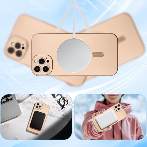 Image of DIZORO Magnetic Case for iPhone 12 Pro Max Cover [Compatible with MagSafe][Built-in Camera Lens Protector] Slim Soft Silicone Bumper Shockproof Metallic Luster Back Cover Phone Cases (Desert)