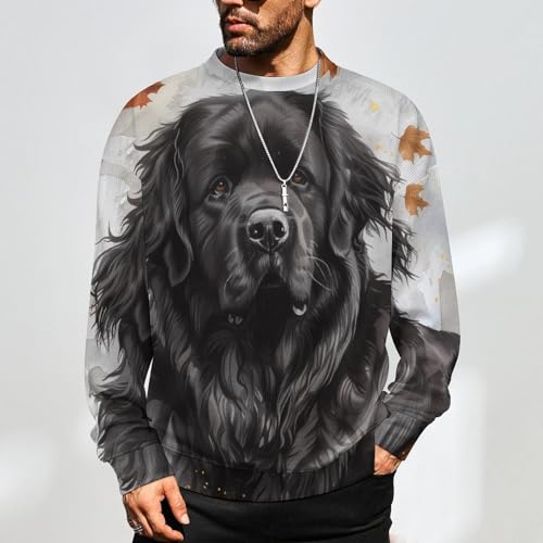 Mens Fall Dog Crewneck Sweater Mens Crew Neck Sweaters Long Sleeve Funny Men's Pullover2