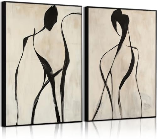 Minimalist Woman Line Wall Art Black and White Poster Abstract Mo...