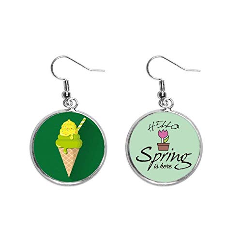 Pendientes de matcha verde estilo joyas de primavera y colgantes de helados para mujer