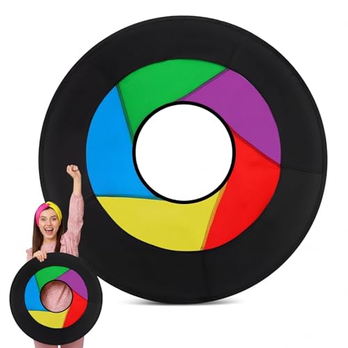 Gemscream Giant Flying Disc Soft Foldable Flying Ring Throwing Safe Lightweight Fabric Disc with Storage Bag for Summer Kids Adults Family Outdoor Fun School Activities (Rainbow Style 36 Inch)