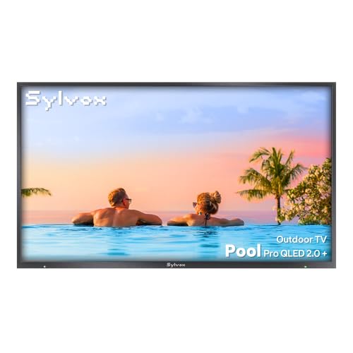 SYLVOX New 55” Outdoor Smart QLED TV, Superior Waterproof Performance, Upgraded Matte Finish for Enhanced Anti-Glare Effect, Full Metal, with Dolby Atoms, 2000nits, Full Sun Pool Pro QLED 2.0+ Series