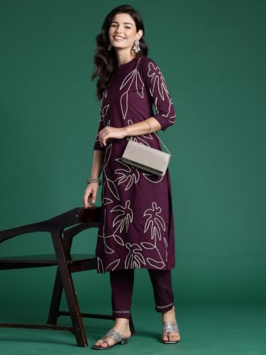 Image of INDO ERA Women's Cotton Ethnic Co-Ord Set | Kurta Pant Set | Stylish Cotton Suit Set for Women,6762