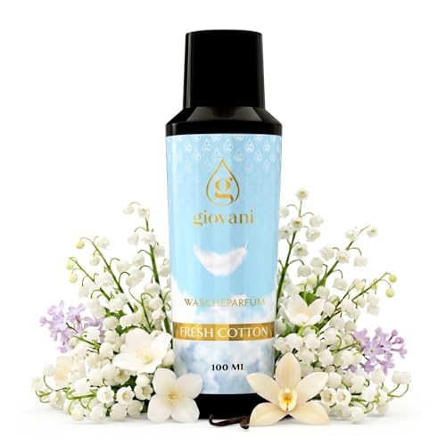 Giovani Wäscheparfüm Fresh Cotton 100 ml | Frisch-pudriger Duft nach frisch gewaschener Wäsche Ideal wäscheduft für Bettwäsche & Kinderkleidung | (20 Waschungen)
