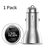 Bull Dual USB Car Phone Charger with LED Display, Brass Made Car Battery Voltage Monitor, Smart Fast Car Charger for iPhone 8/8s/X/7/7 Plus/6s/6s Plus, iPad, Android, LG, Pixel and More