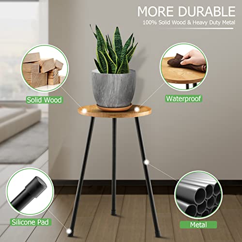 Tall Plant Stand, Kinnary Mid Century Wood Indoor Plant Stand Plant Table For Flower Pots, Metal Plant Holder, Modern Home Decor Small Round Side End Table (11.8 Inch X20 Inch ), 20 Inch #TOP3