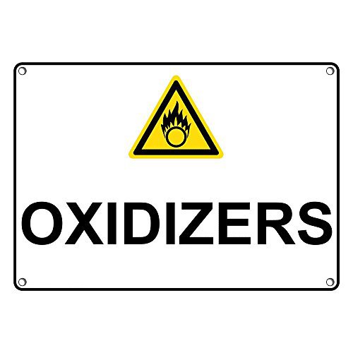 Weatherproof Plastic Oxidizers Sign with English Text and Symbol