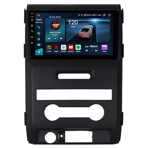 ASURE 8Core 4+64GB Car Stereo Radio for Ford F150 2009-2014 Manual AC with Wireless Carplay Android Auto Upgrade,9 inch Android System Car Dash GPS Navigation Unit,1280x720 Touchscreen