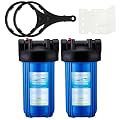 Geekpure 10-Inch Whole House Water Filter Housing 4.5"x10" -Blue Color-1-Inch Inlet (Pack of 2)