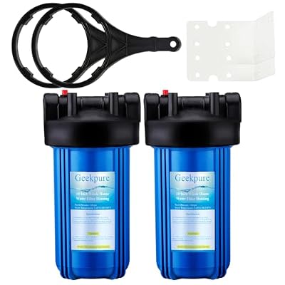 Geekpure 10-Inch Whole House Water Filter Housing 4.5"x10" -Blue Color-1-Inch Inlet (Pack of 2)