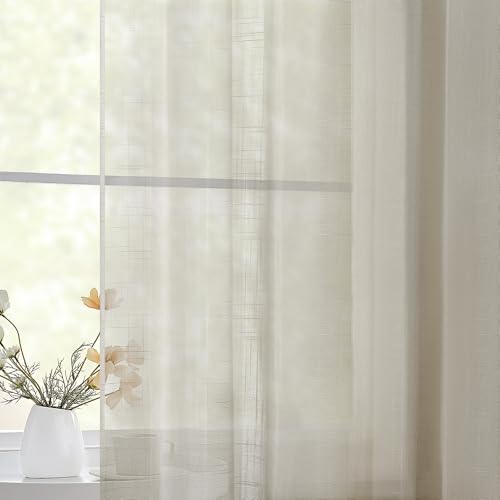 Image of TWOPAGES Light Brown Pinch Pleated Sheer Curtains, 72 inch W x 90 inch L, 2 Panels
