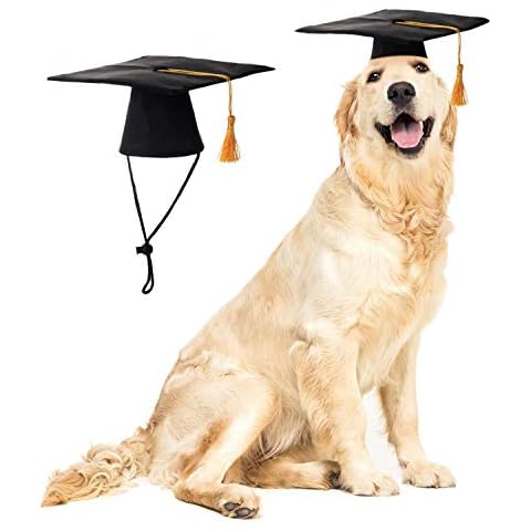 LKEX Pet Graduation Caps Small Dog Graduation Hats with Yellow Tassel Costume for Dogs Cats Holiday Costume Accessory Cover