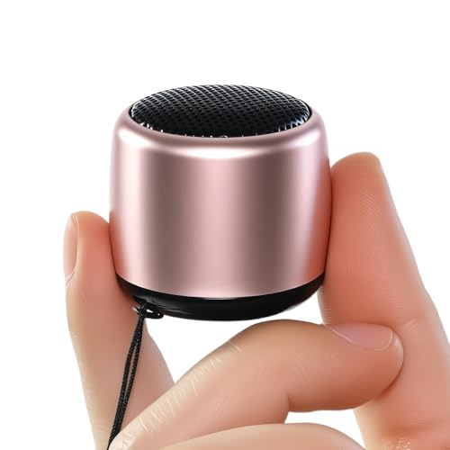 YXYKODM Best Mini Portable Bluetooth Speaker with HD Sound & Bass I Smallest Wireless Bluetooth Speakers for Phone/PC/Tablet I Photo Selfie Button Answer Phone Calls I Cute Tiny Speaker (Rose Gold)