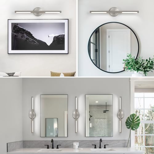 Image of Luafac 360Rotatable Bathroom Light Fixtures- 24 Inch,18W Dimmable Led Vanity Lights Over Mirror,4000K Morden Picture Lights for Wall, Nickel Bathroom Sconces(Horizontal & Vertical)