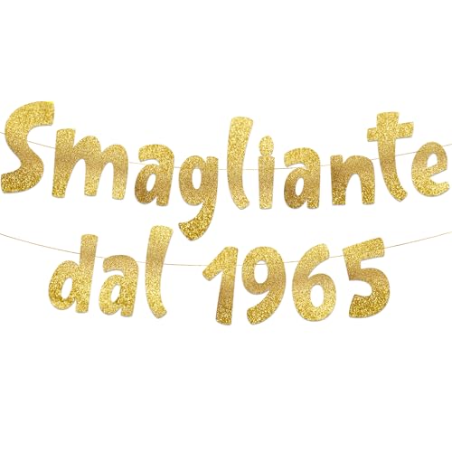 Smagliante dal 1965 – Striscione Glitterato Oro – Decorazioni 60° Compleanno e Anniversario