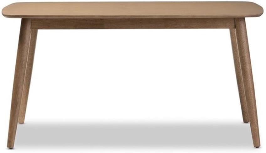 BOWERY HILL Mid-Century Dining Table, French Oak Veneered Rubberwood, Light Brown Finish, 29.25" H x 35.1" W x 58.5" D, Shapely Legs, Retro Modern Style Dining Room Table Seats 4 to 6 Guests