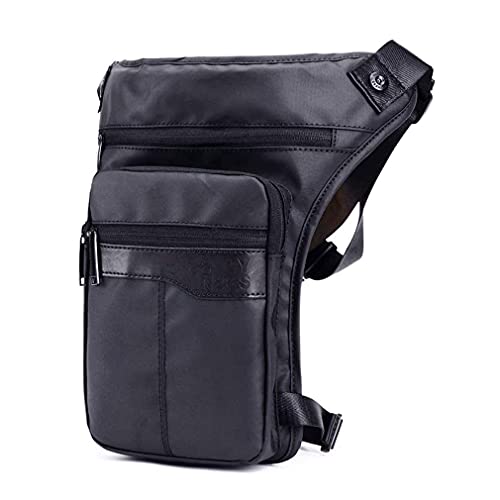 Xieben Oxford Riñonera Gota Bolsa de Pierna para Hombres Mujeres Motocicleta Moto Crossbody Cadera Bum Cintura Fanny Pack Viajar al Aire Libre Camping Pesca Senderismo Ciclismo Negro