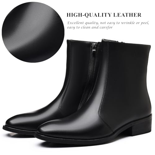 DADAWEN Men's Chelsea Boots Leather Fashion Casual Ankle Chukka Boots with Side Zipper Dress Boots for Men4
