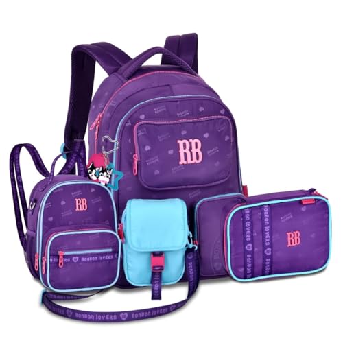 Kit Completo Mochila Lancheira e Estojo Box Rebecca Bonbon (Roxo)