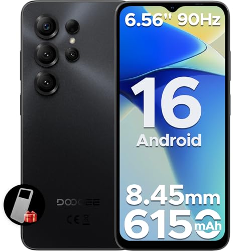 DOOGEE Note 56X Smartphone, Android 16, 6150mAh, 24GB + 64GB/2TB TF, 8.45mm Ultrasottile, 6.56' HD+ 90Hz IPS, 4G Telefono Cellular offerta Smartphone, 8MP+5MP/Dual SIM/Octa Core/Face ID/GPS, Nero