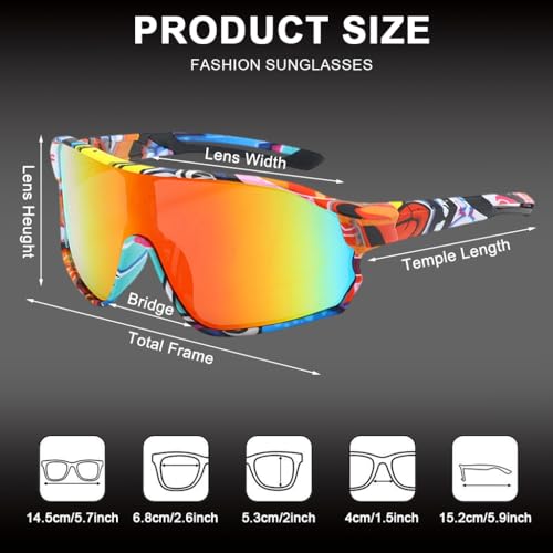 Image of PROBEROS Cycling Sunglasses for Men Stylish, UV400 Tinted Polarized Sunglasses Fashion Sport Set, Unique Frame Design, Outdoor Anti-Glare for Cycling, Driving, Hiking