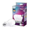 Philips LED White Dial Flicker-Free Frosted Dimmable A19 Light Bulb - EyeComfort Technology - 800 Lumen - 5 Shades of White - 7W=60W - E26 Base - Title 20 Certified - Indoor - 4-Pack