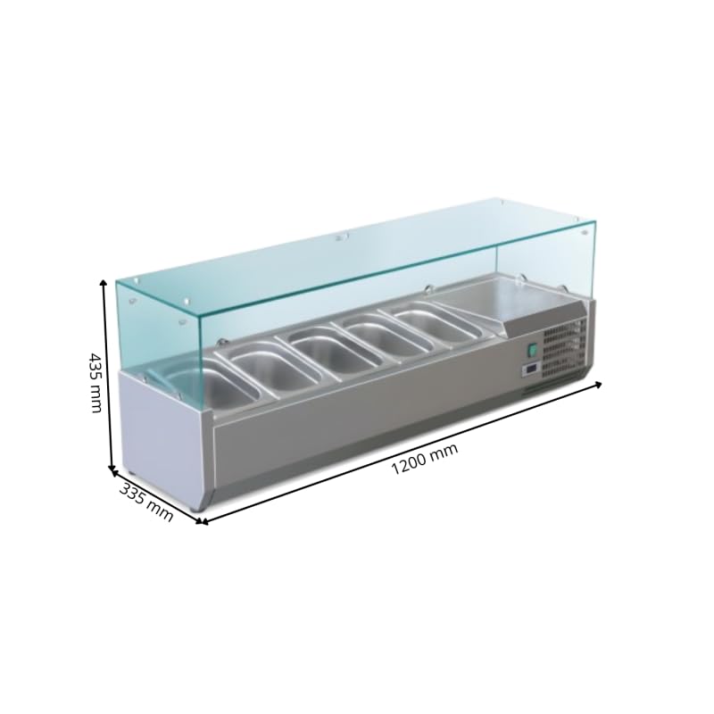 Générique Vitrine Saladette Réfrigérée à Ingrédients 1200 mm– 5 x GN 1/4 – +2°C/+8°C – Inox