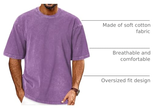 Image of Oversized Tshirts for Men Short Sleeve Vintage Washed Basic Loose Tees 2026