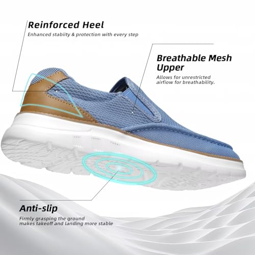 Image of Men's Walking Boat Shoes Slip On Casual Loafers Non Slip Comfortable Lightweight Work Driving Shoes