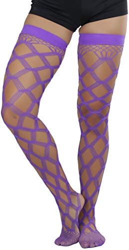 Image of ToBeInStyle Women's Multi-Strand Large Diamond Fence Net Thigh High Stockings