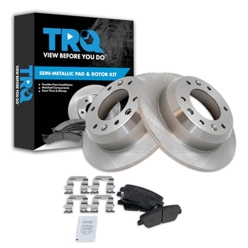 Image of TRQ Rear Brake Pad and Rotor Set Semi Metallic | For 2007-2008 Hyundai Entourage 2007-2012 Kia Sedona