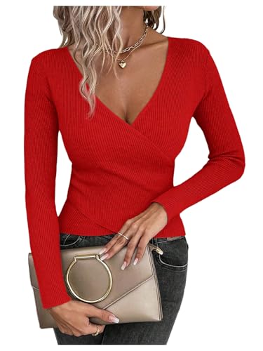 SOLY HUX Sweaters for Women V Neck Criss Cross...