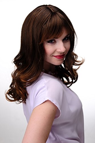 WIG ME UP 3001-2T30 Lady Quality Wig very long beautiful curling ends fringe bangs chestnut mixed dark brown & copper brown approx 21inch - Image 3